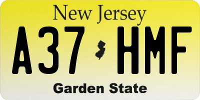 NJ license plate A37HMF