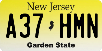 NJ license plate A37HMN