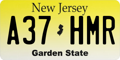 NJ license plate A37HMR