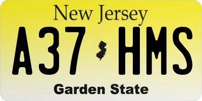 NJ license plate A37HMS