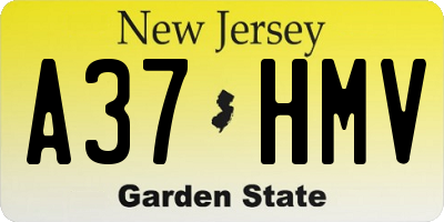 NJ license plate A37HMV