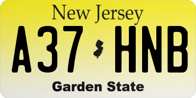 NJ license plate A37HNB