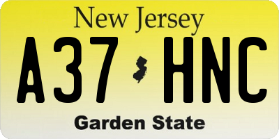 NJ license plate A37HNC