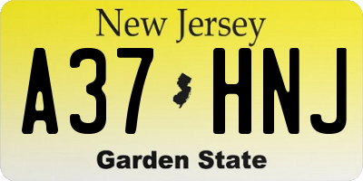 NJ license plate A37HNJ