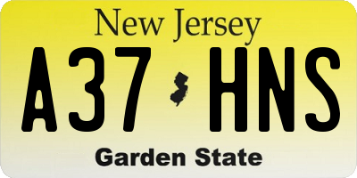 NJ license plate A37HNS