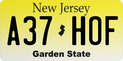 NJ license plate A37HOF