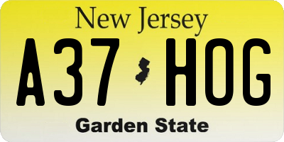 NJ license plate A37HOG