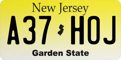NJ license plate A37HOJ