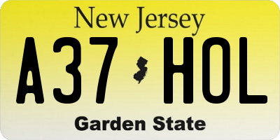 NJ license plate A37HOL