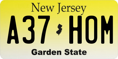 NJ license plate A37HOM