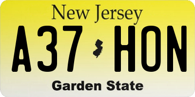 NJ license plate A37HON