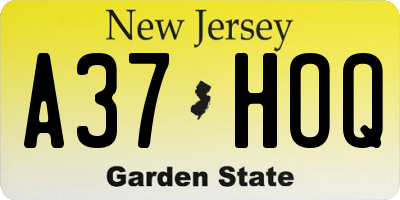 NJ license plate A37HOQ
