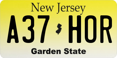 NJ license plate A37HOR
