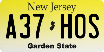 NJ license plate A37HOS
