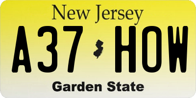 NJ license plate A37HOW