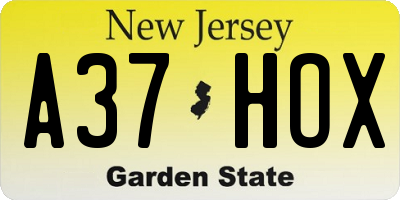 NJ license plate A37HOX