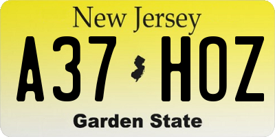 NJ license plate A37HOZ