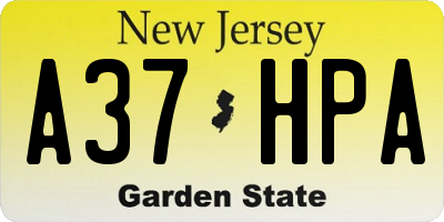 NJ license plate A37HPA