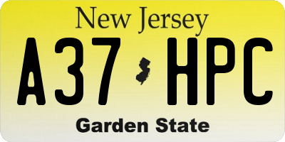 NJ license plate A37HPC