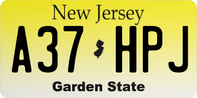 NJ license plate A37HPJ