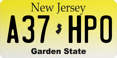 NJ license plate A37HPO