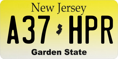 NJ license plate A37HPR