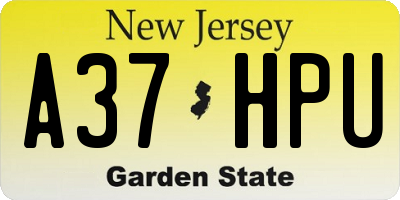 NJ license plate A37HPU