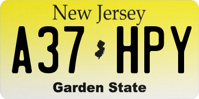 NJ license plate A37HPY