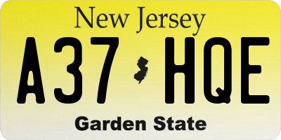 NJ license plate A37HQE