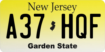 NJ license plate A37HQF