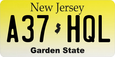 NJ license plate A37HQL