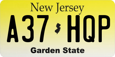 NJ license plate A37HQP