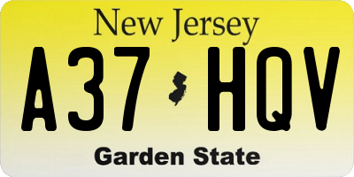NJ license plate A37HQV