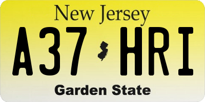 NJ license plate A37HRI