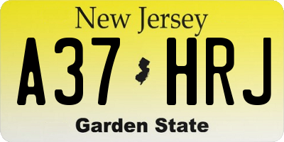 NJ license plate A37HRJ