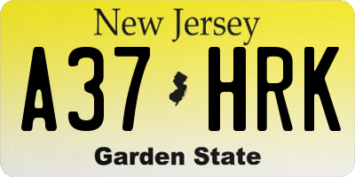 NJ license plate A37HRK