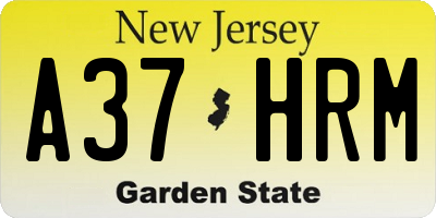 NJ license plate A37HRM