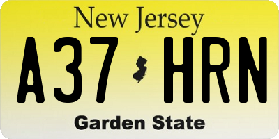 NJ license plate A37HRN