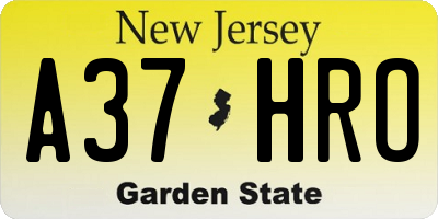 NJ license plate A37HRO