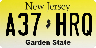 NJ license plate A37HRQ
