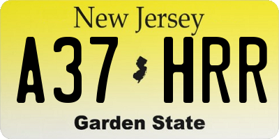 NJ license plate A37HRR