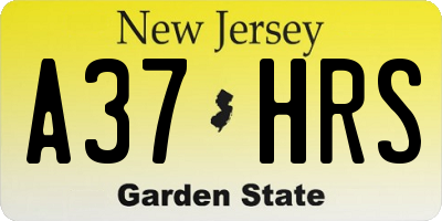 NJ license plate A37HRS