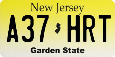 NJ license plate A37HRT