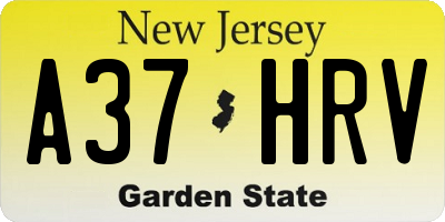 NJ license plate A37HRV