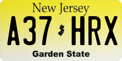 NJ license plate A37HRX