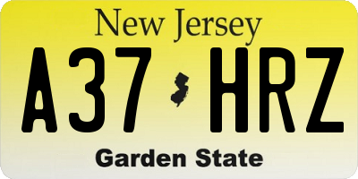 NJ license plate A37HRZ