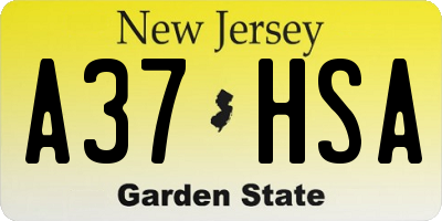 NJ license plate A37HSA