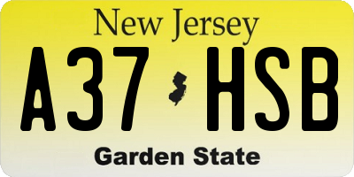 NJ license plate A37HSB