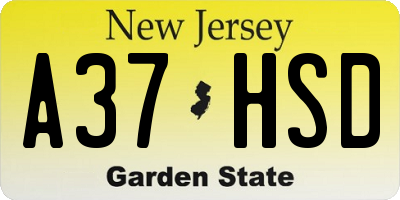 NJ license plate A37HSD