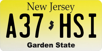 NJ license plate A37HSI